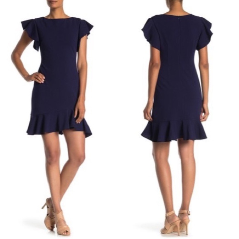 NWT Vince Camuto Flutter Sleeve Scuba Crepe Dress